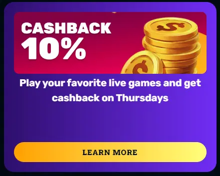 10% Cashback Bonus for Live RocketPlay Casino
